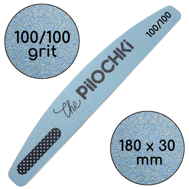 Пилочка для маникюра, 100/100 грит, Полумесяц 180 мм, Синяя