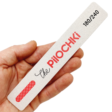 Nail File for manicure, 180/240 grit, Straight 167 mm, White
