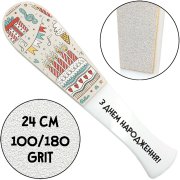 "Happy Birthday", Pedicure Grater With Handle, 100/180 grit, White
