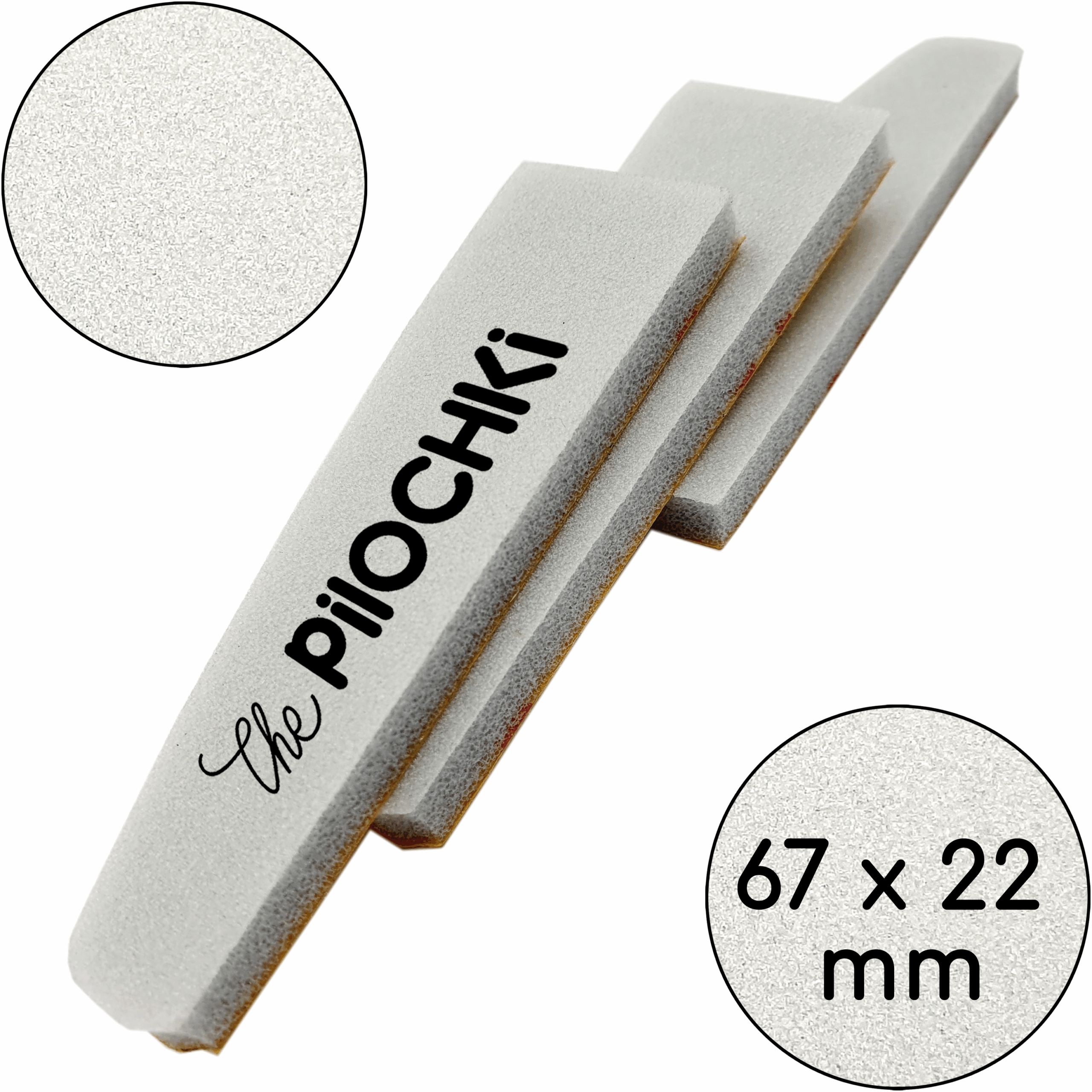 Replaceable buffers for polishing nails, 67 mm for halfmoon 135 mm