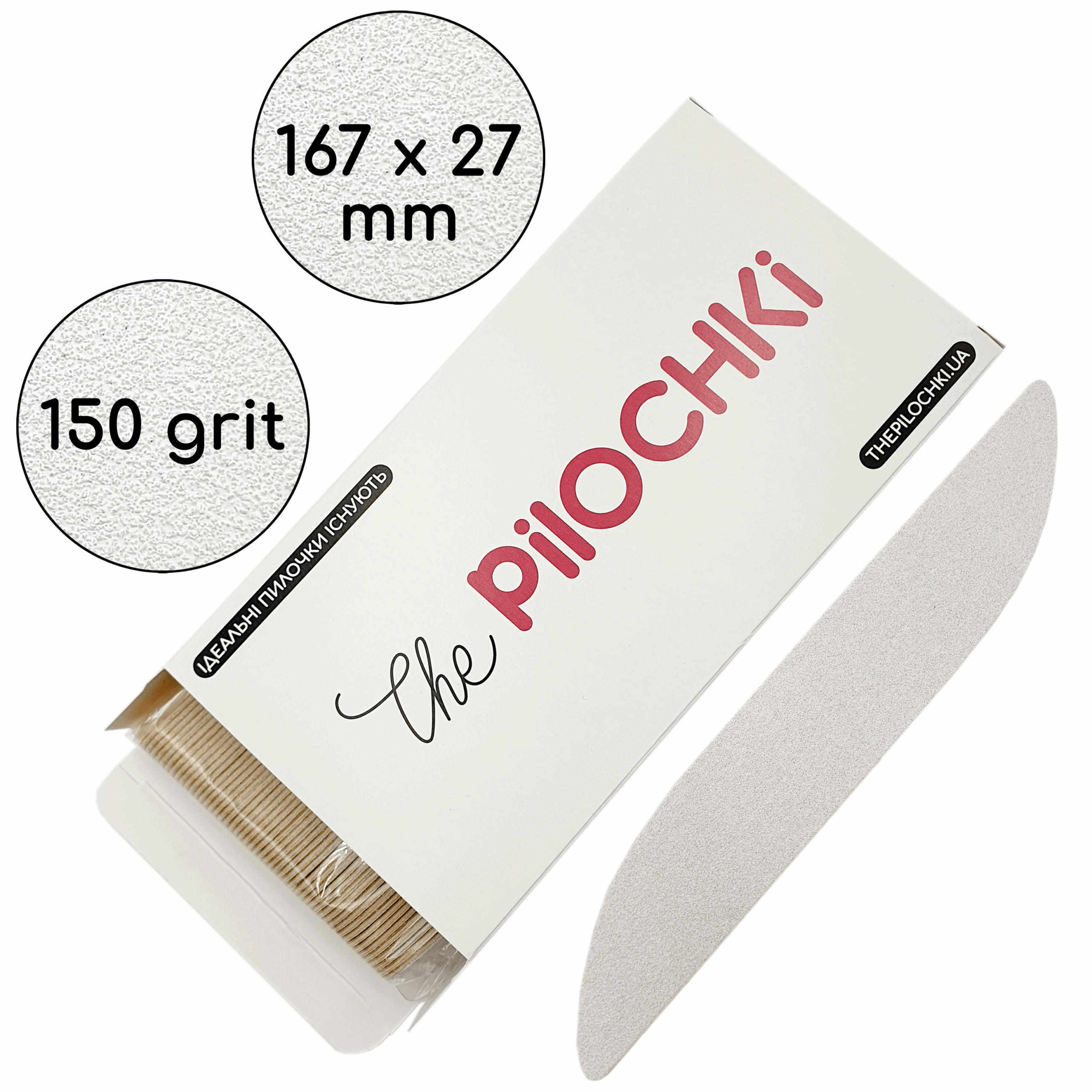 Refill pads for Drop 167 mm nail file, 150 grit, White