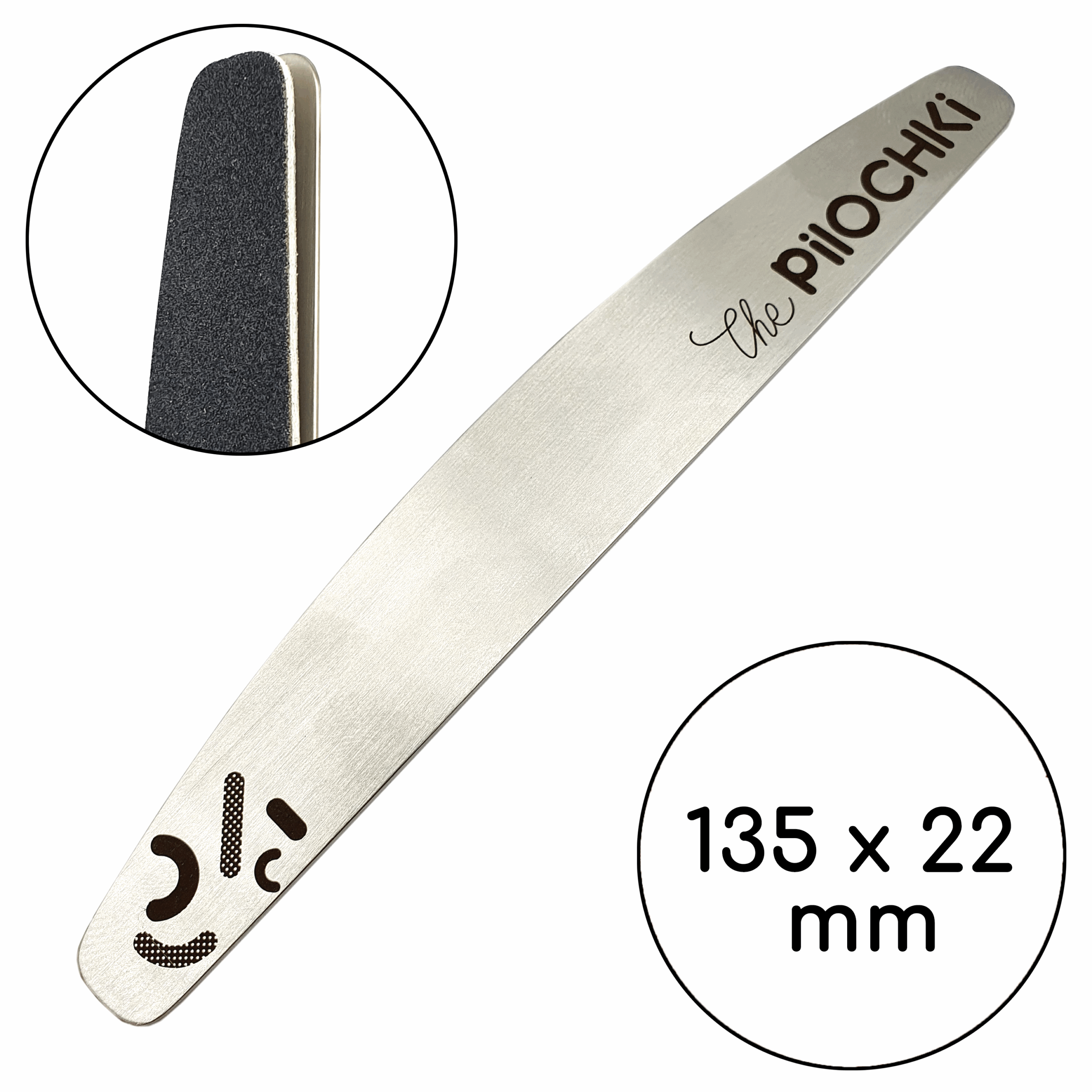 Metal base for nail file, Halfmoon 135 mm