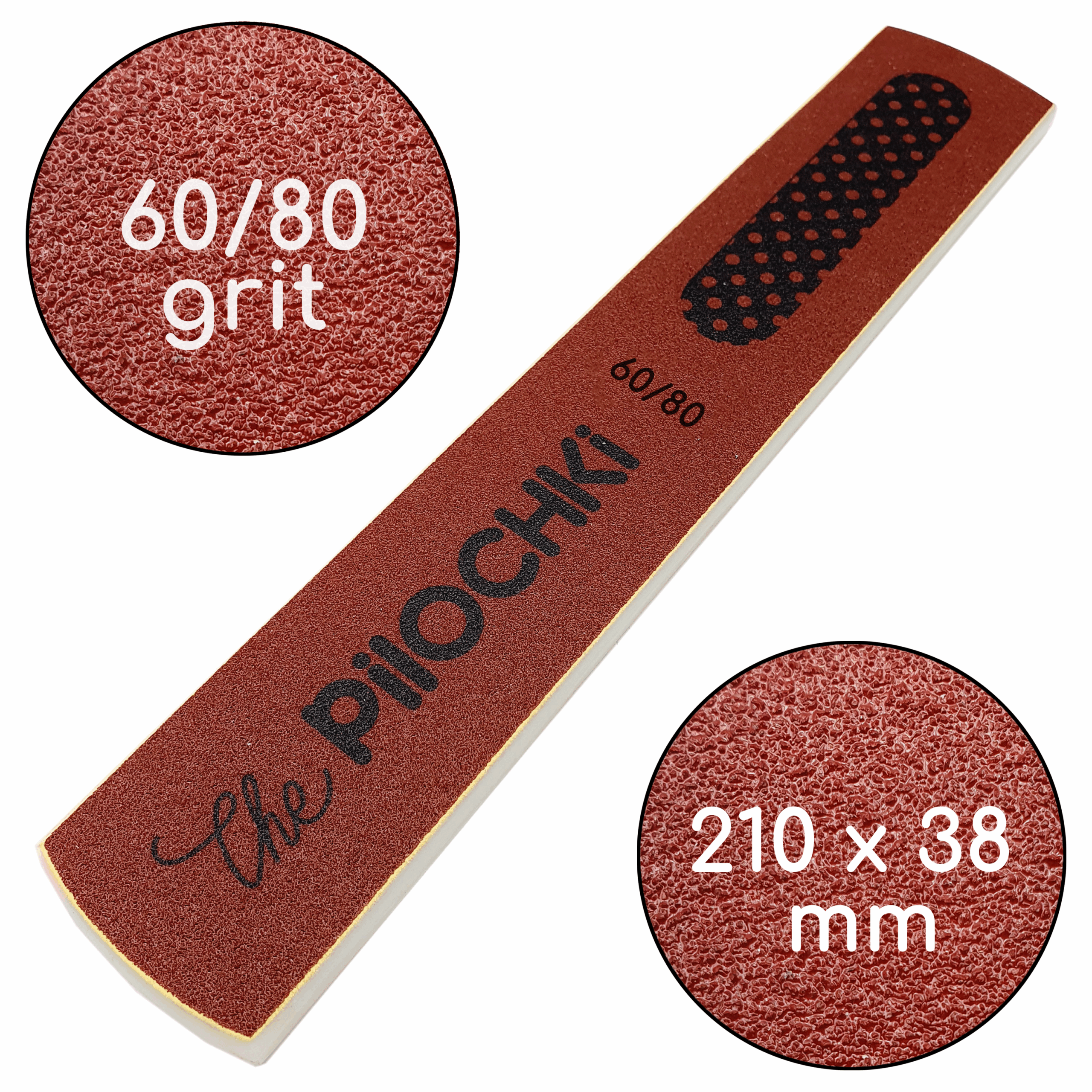 Пилка для пяток, Ровная, 60/80 грит, Бордовая
