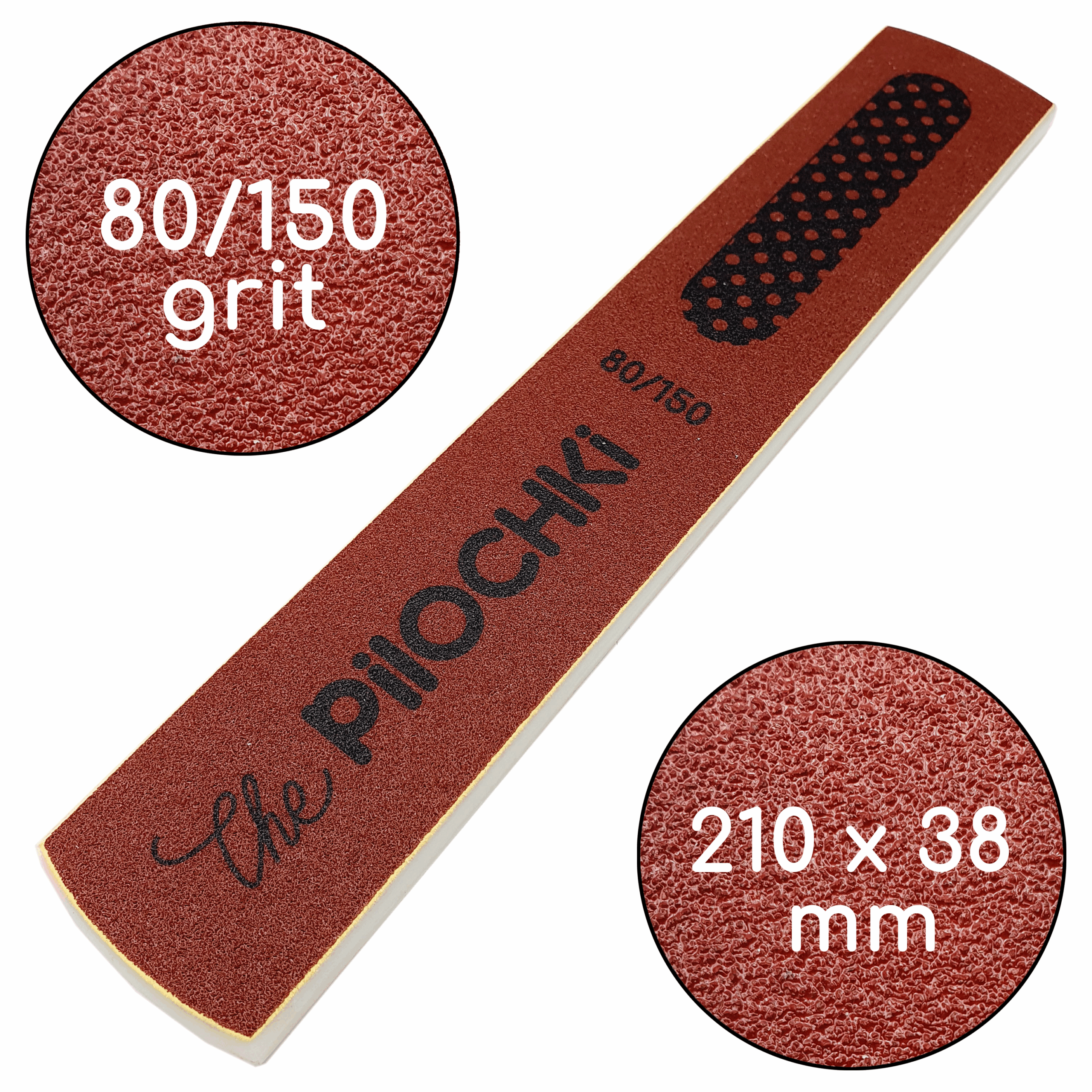 Пилка для пяток, Ровная, 80/150 грит, Бордовая