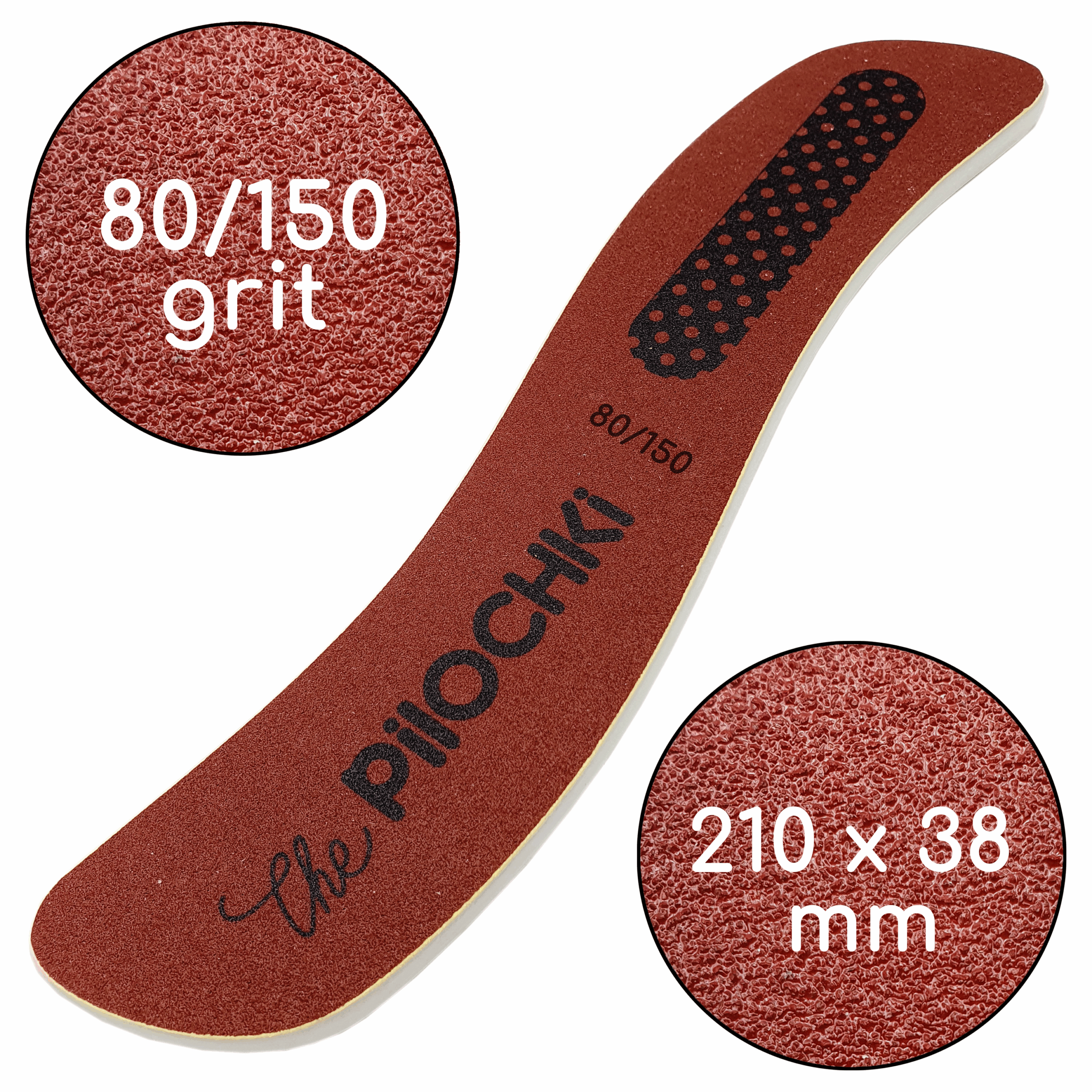Пилка для пяток, Волна, 80/150 грит, Бордовая