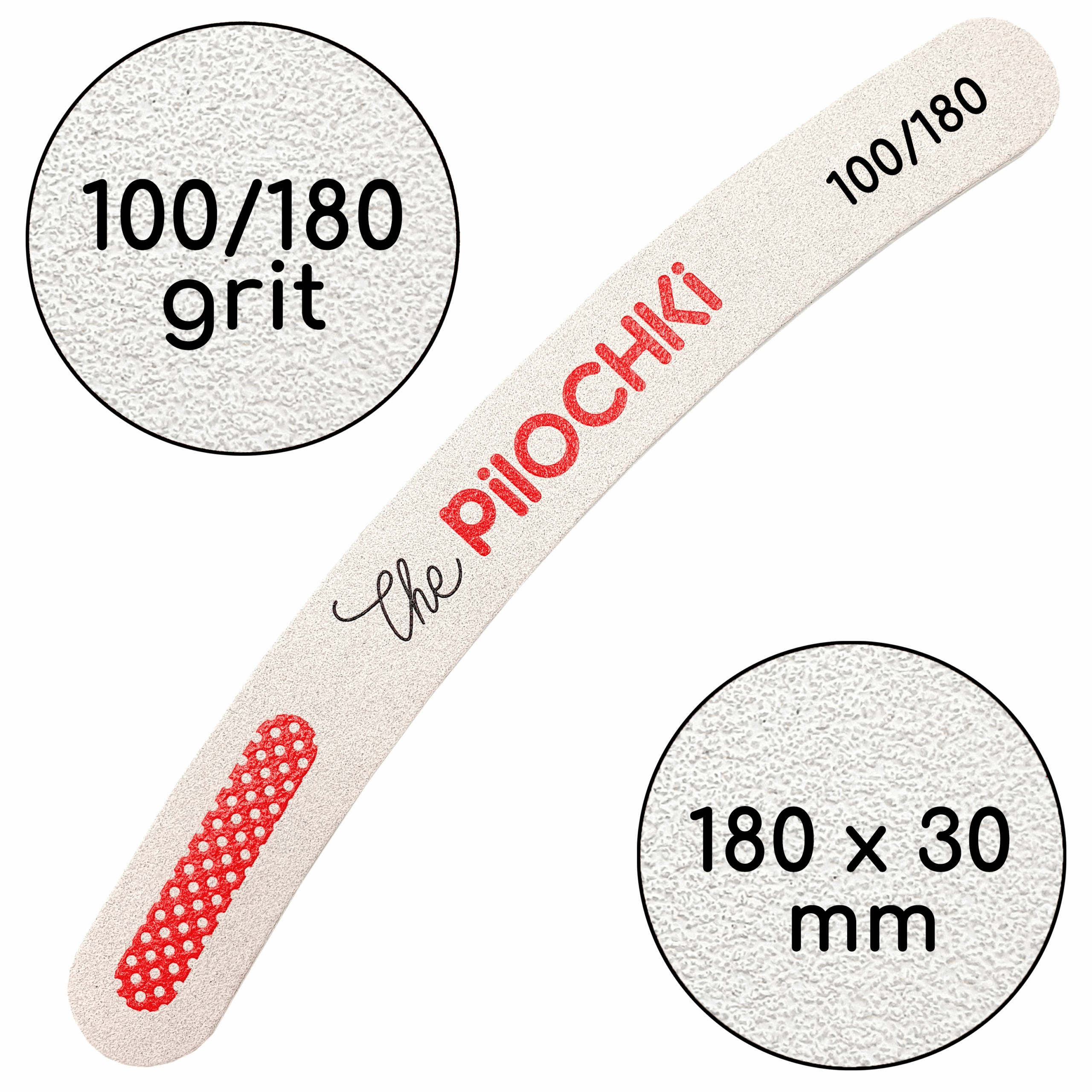 Пилочка для манікюру, 100/150 гріт, Банан 180 мм, Біла