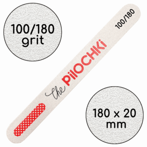 Пилочка для маникюра, 100/180 грит, Ровная 180 мм, Белая